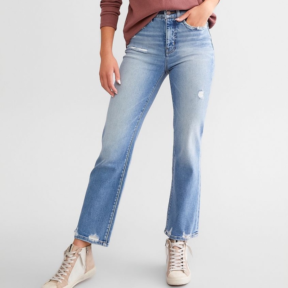 BKE Denim Cropped Straight Jeans - Blue